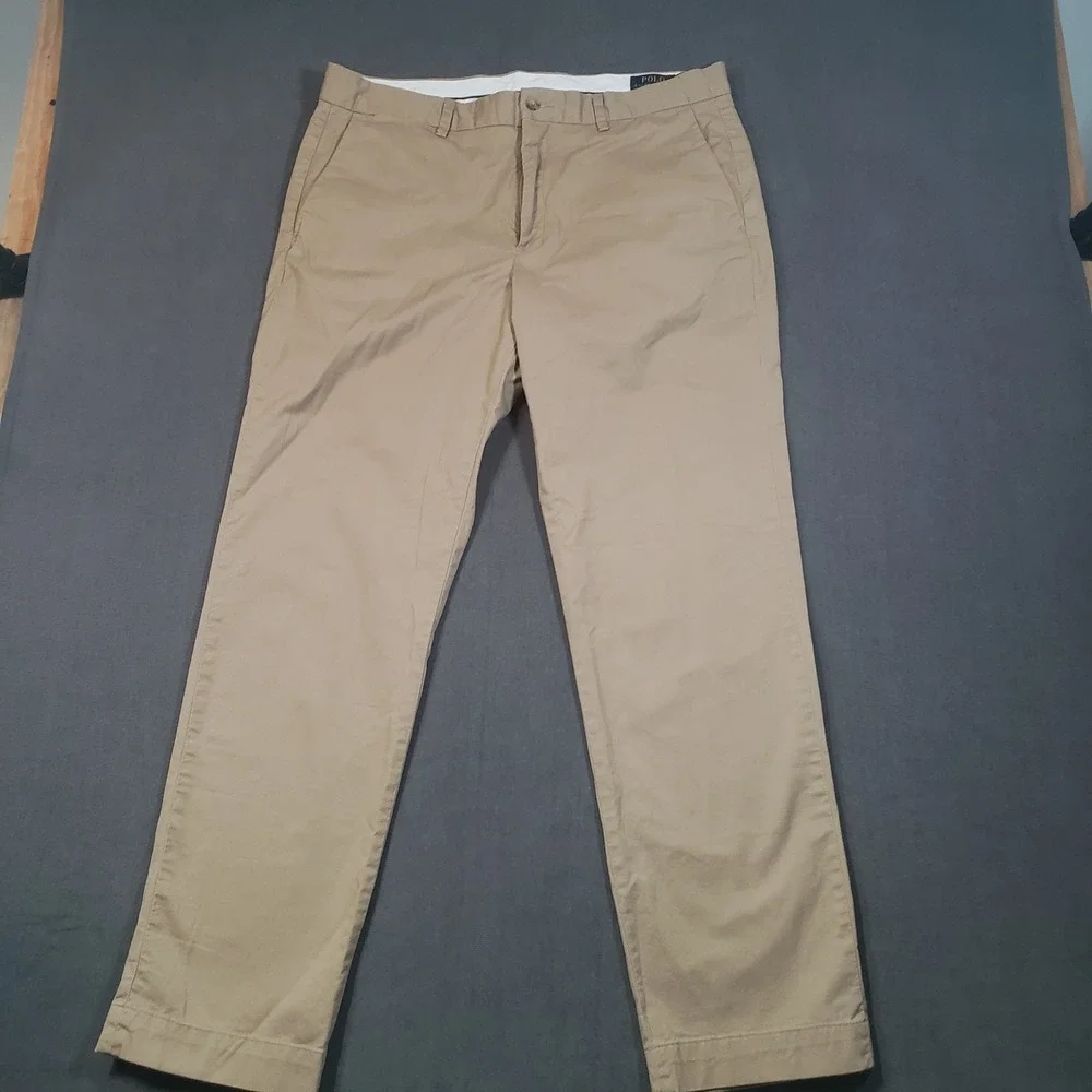 Polo Ralph Lauren Chinos Mens 36x32 Khaki Tan Stretch Straight Fit Pants
